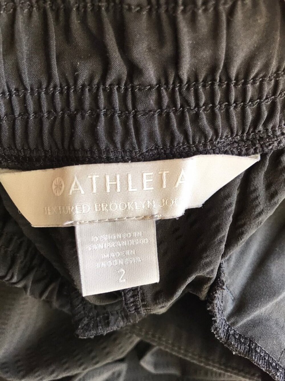 Athleta Black Textured Brooklyn Joggers Pants Side Stripe Elastic Waist Stripe 2 - Picture 6 of 8